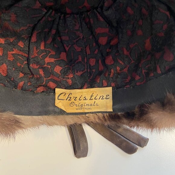 Vintage Brown Mink Fur Hat With Ribbon Tie Accent from Christine Originals - Picture 8 of 13